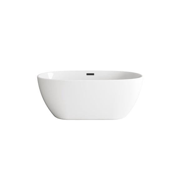 Elegant Kitchen and Bath 59 inch Soaking Bathtub in Glossy White with Matte Black Trim