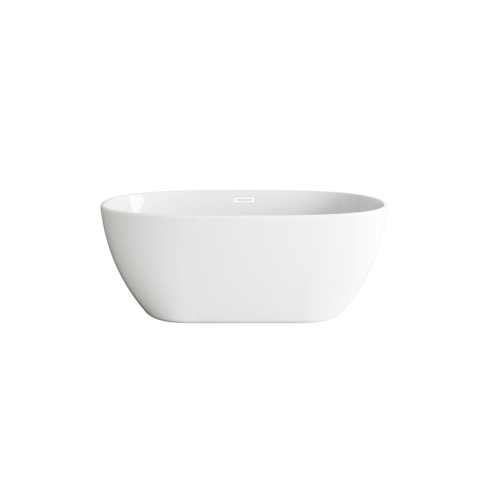 Glossy White Oval Acrylic Freestanding Soaking Bathtub
