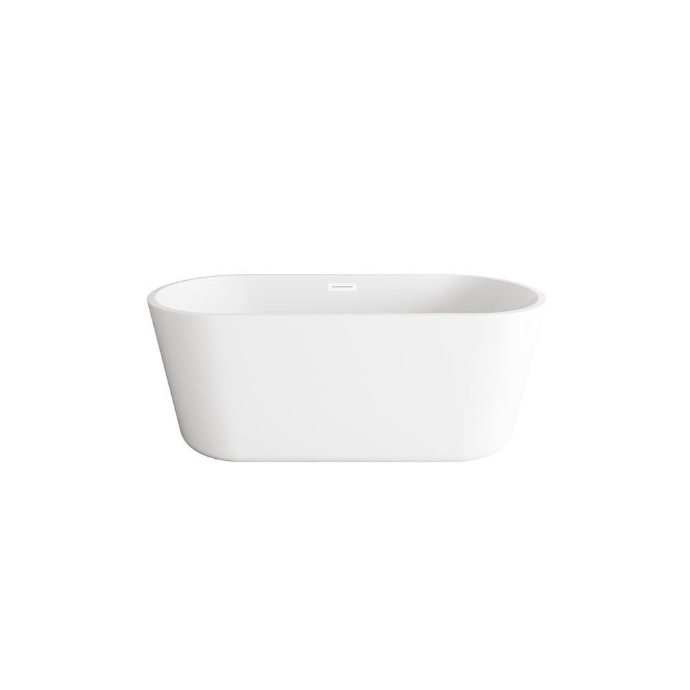 Glossy White Acrylic Oval Freestanding Soaking Bathtub