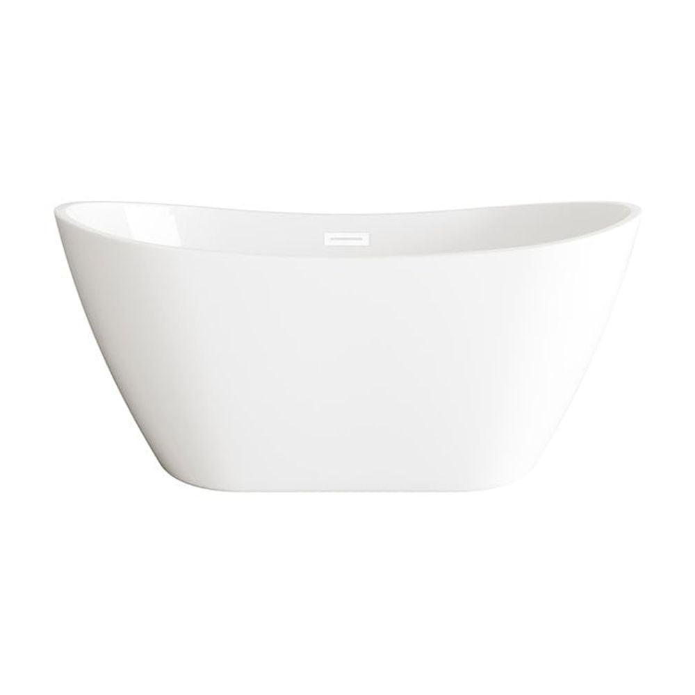 Glossy White Acrylic Freestanding Soaking Bathtub, 59 inch