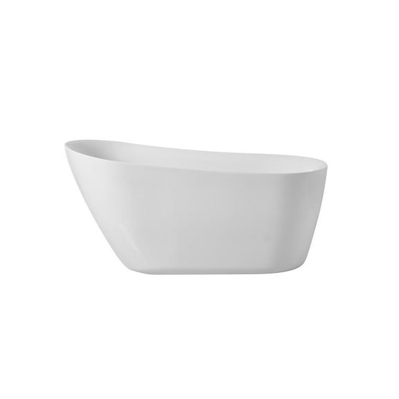 59 inch soaking single slipper bathtub in glossy white