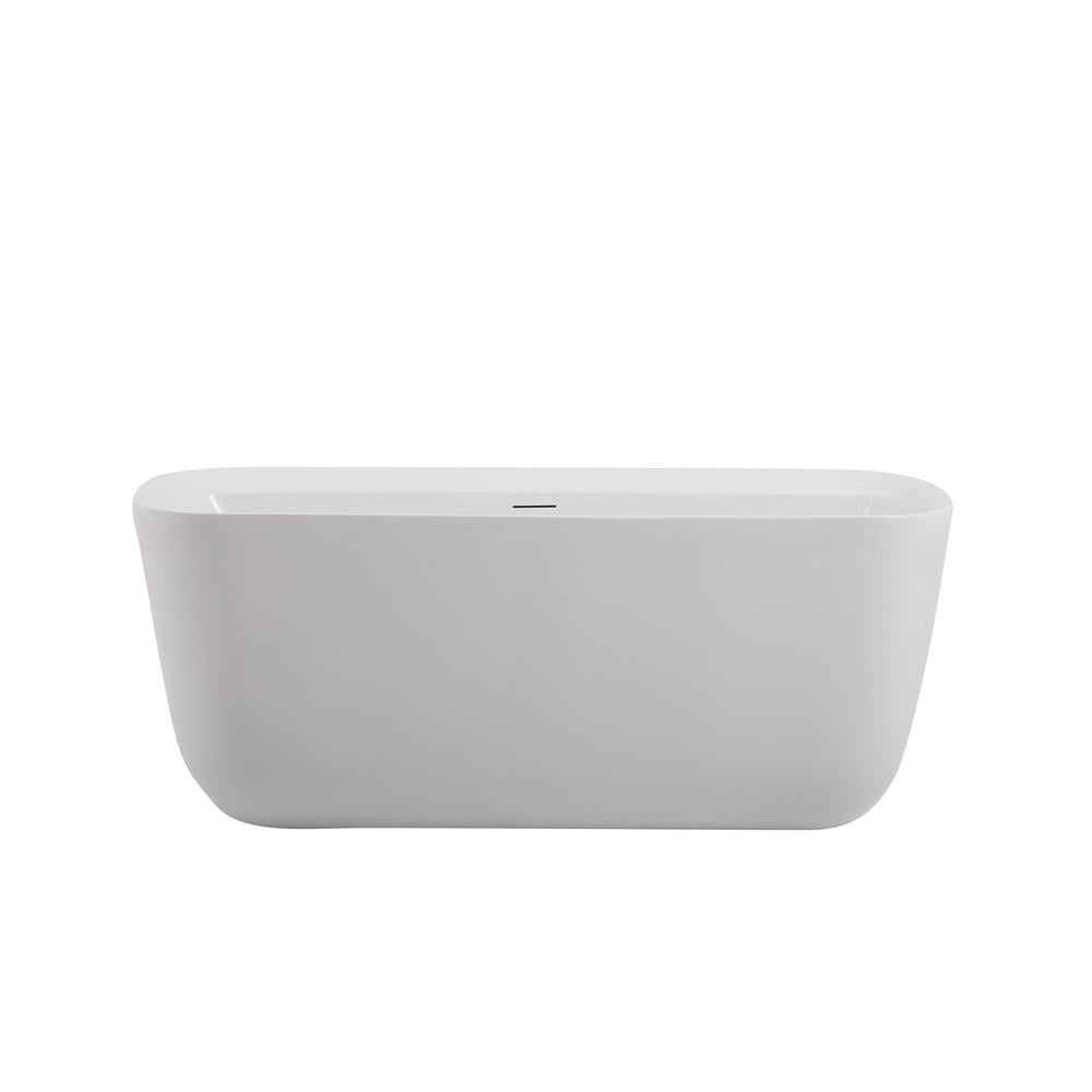 Elegant Glossy White Acrylic Soaking Bathtub 59"