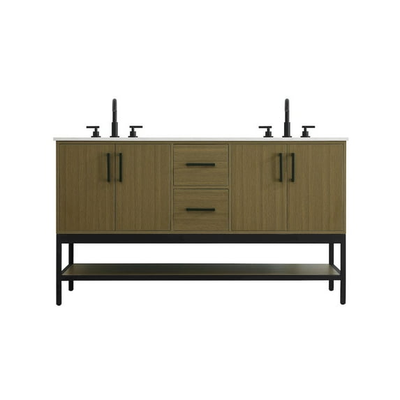 Elegant Kitchen and Bath 60 Inch Double Bathroom Vanity In Chestnut Brown