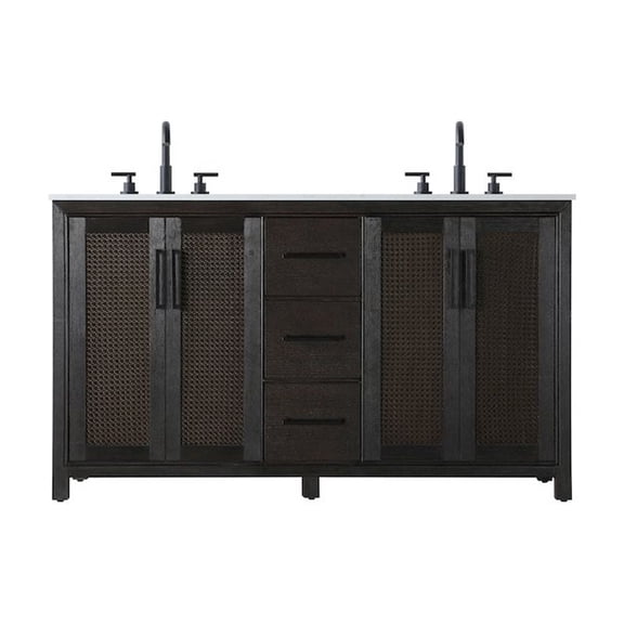 Elegant Kitchen and Bath 60 Inch Double Bathroom Vanity In Chocolate Oak