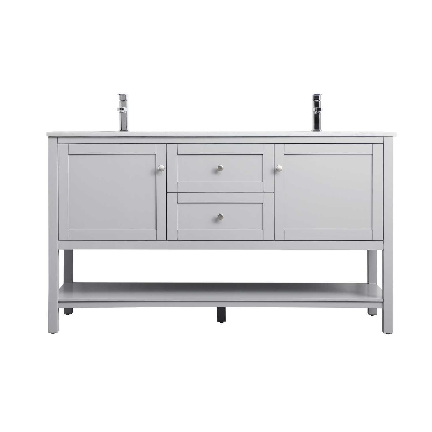 Heath 60'' Gray Freestanding Double Vanity with Marble Top