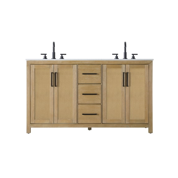 Elegant Lighting VF29560DLO Alina 60" Free Standing Double Basin Vanity Set - Wood