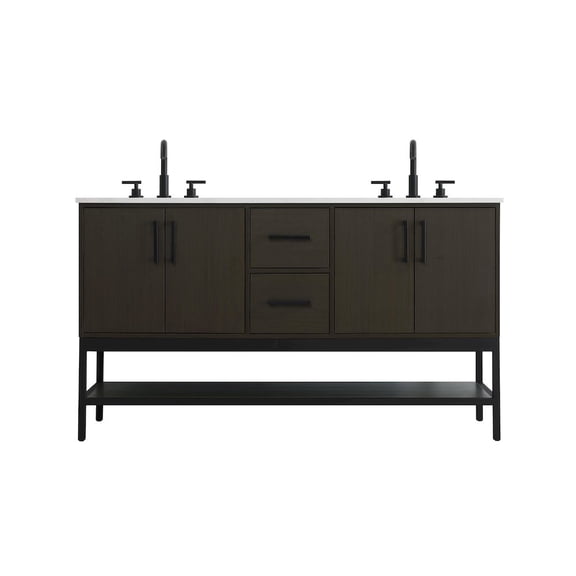 Elegant Kitchen and Bath 60 Inch Double Bathroom Vanity In Mocha Brown