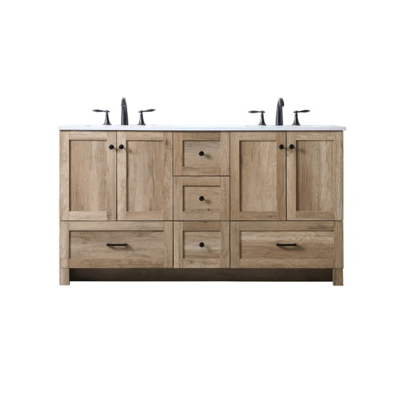 Elegant Lighting VF2860DNT Soma 60" Free Standing Double Basin Vanity Set - Wood