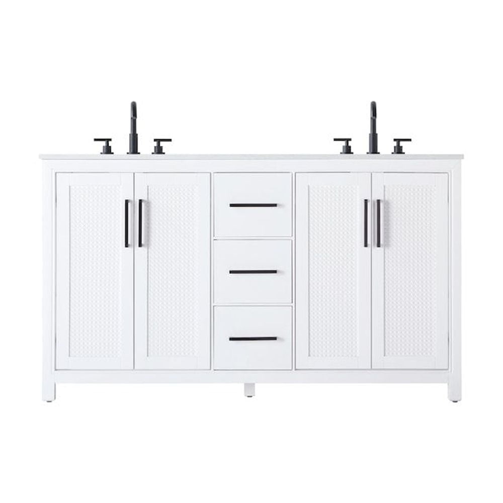 White Freestanding Double Vanity with Engineered Marble Top