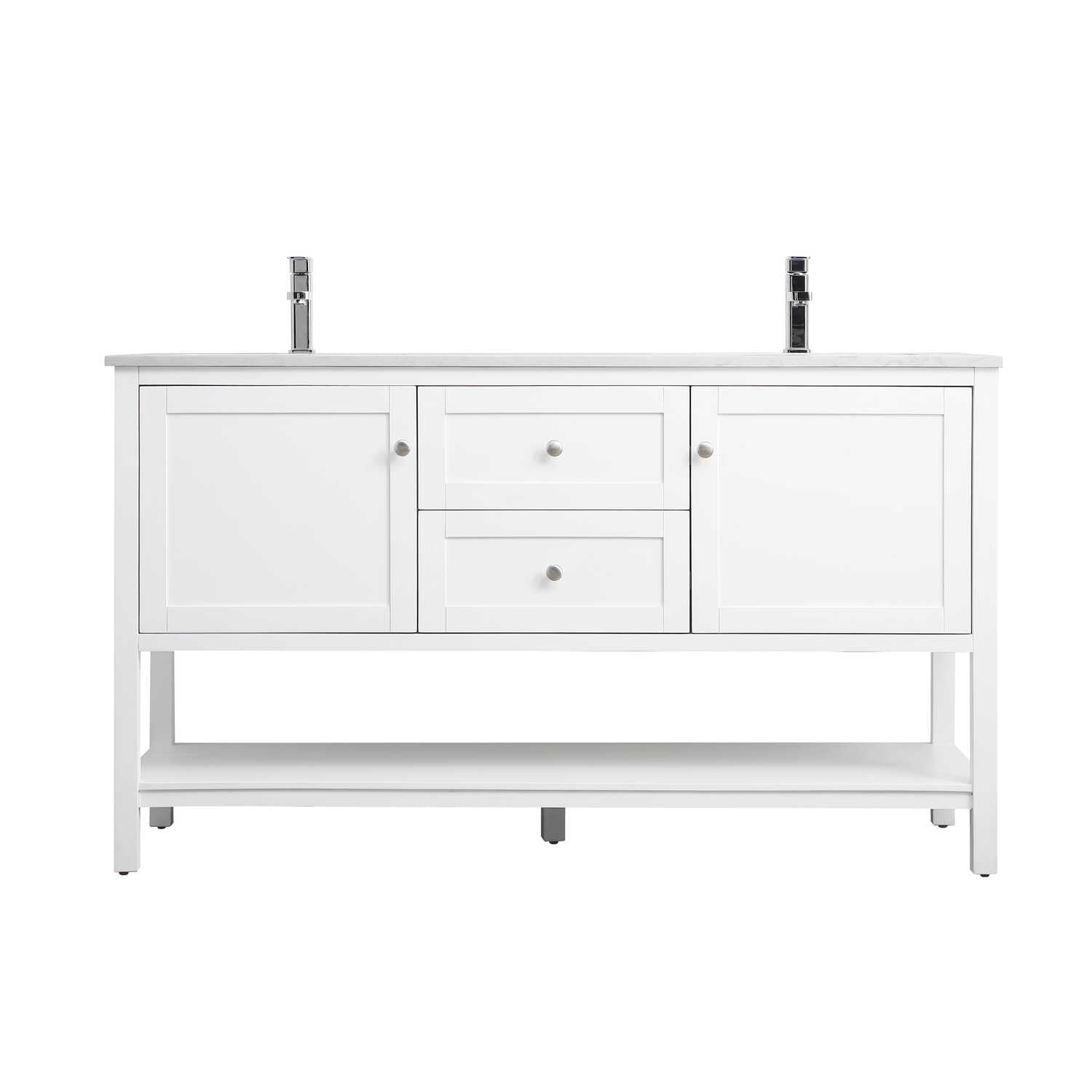 Heath 60'' White Freestanding Double Vanity with Marble Top