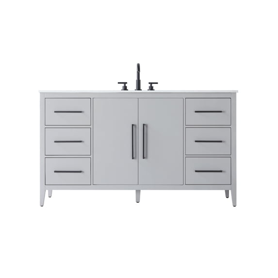 Elegant Lighting VF29360GR Millie 60" Free Standing Single Basin Vanity Set - Grey