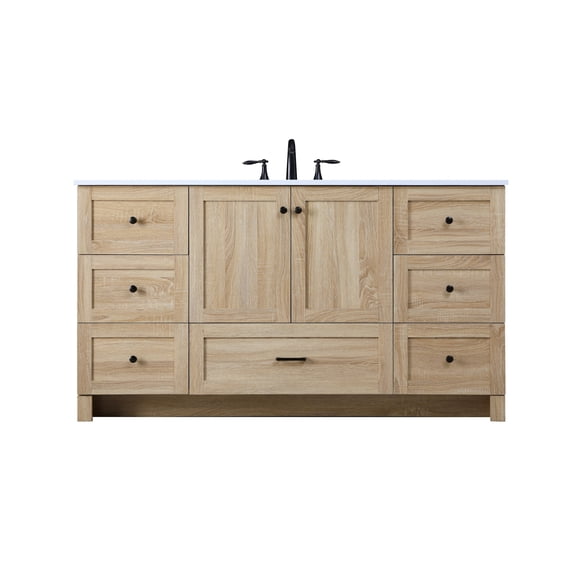 Elegant Lighting VF2860MW Soma 60" Free Standing Single Basin Vanity Set - Mango Wood