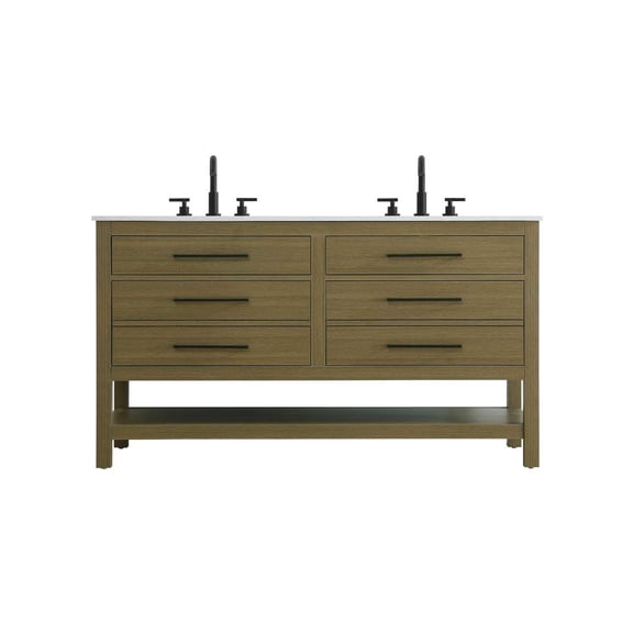Elegant Kitchen and Bath 60 inch Double Bathroom Vanity in Chestnut Brown