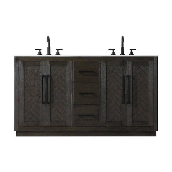 Elegant Kitchen and Bath 60 inch Double Bathroom Vanity in Chocolate Oak