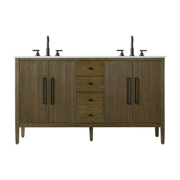 Elegant Kitchen and Bath 60 inch Double Bathroom Vanity in Hazel Oak
