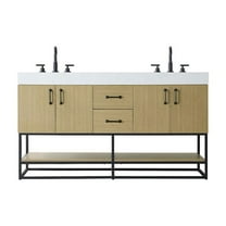 Elegant Kitchen and Bath 60 inch Double Bathroom Vanity in Honey Brown