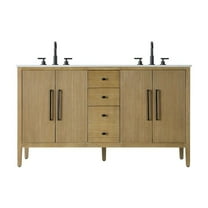 Elegant Kitchen and Bath 60 inch Double Bathroom Vanity in Linen Oak