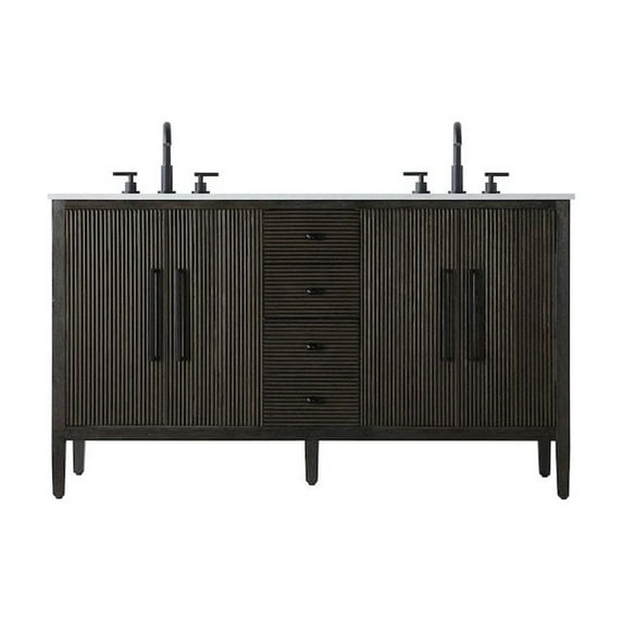 Elegant Kitchen and Bath 60 inch Double Bathroom Vanity inChocolate Oak