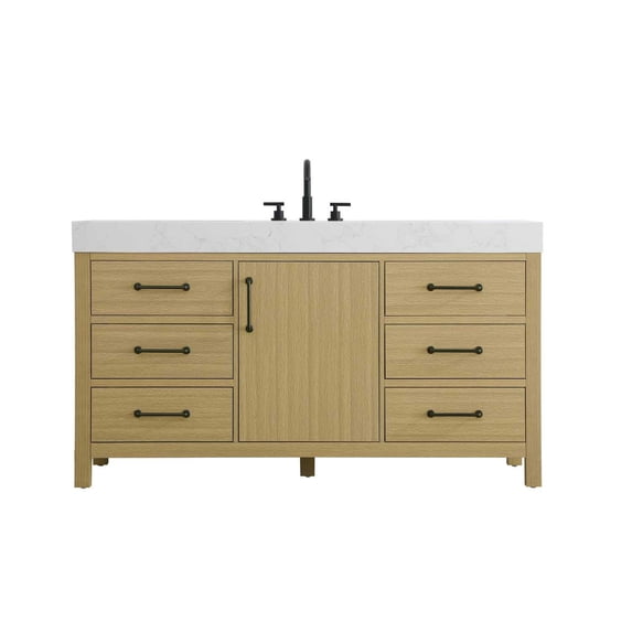 Elegant Kitchen and Bath 60 inch Single Bathroom Vanity In Honey Brown