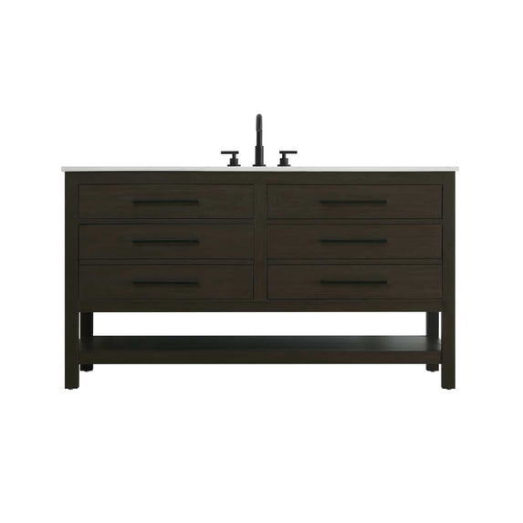 Elegant Kitchen and Bath 60 inch Single Bathroom Vanity in Mocha Brown