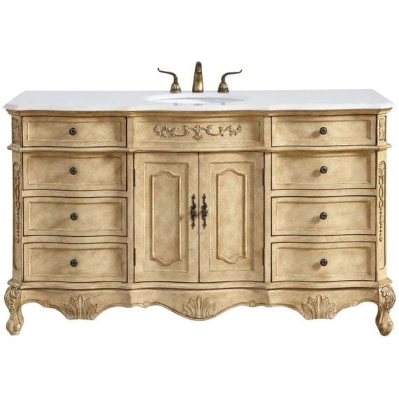 Elegant Lighting VF101S60AB-VW Danville 60" Free Standing Single Basin Vanity Set - Beige
