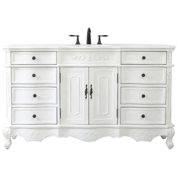 Elegant Lighting Vf10160-Vw Danville 60" Free Standing Single Basin Vanity Set - Off White