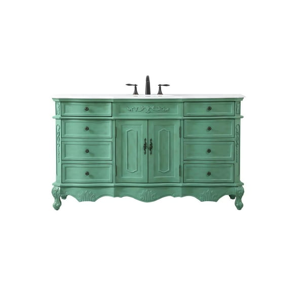Elegant Kitchen and Bath 60 inch Single Bathroom vanity in vintage mint