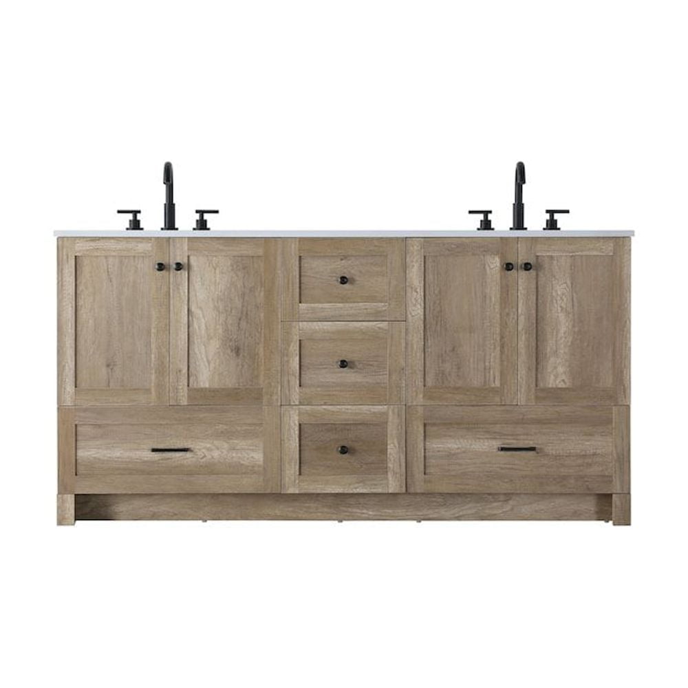 Elegant Kitchen and Bath 66 inch Double Bathroom Vanity In Natural Oak ...