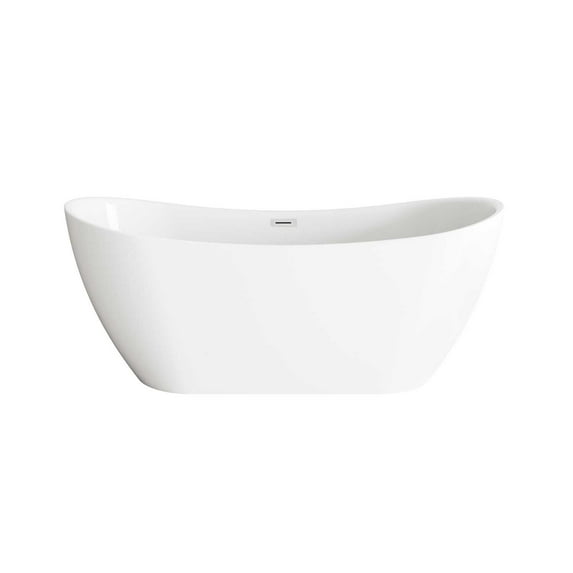 Elegant Kitchen and Bath 67 inch Bathtub in Glossy White with Chrome Trim