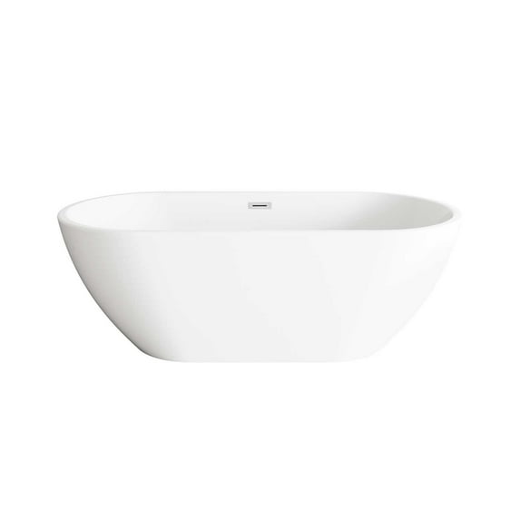 Elegant Kitchen and Bath 67 inch Bathtub in Glossy White with Chrome Trim