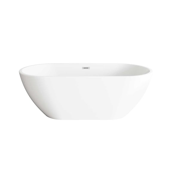 Elegant Kitchen and Bath 67 inch Bathtub in Glossy White with Chrome Trim