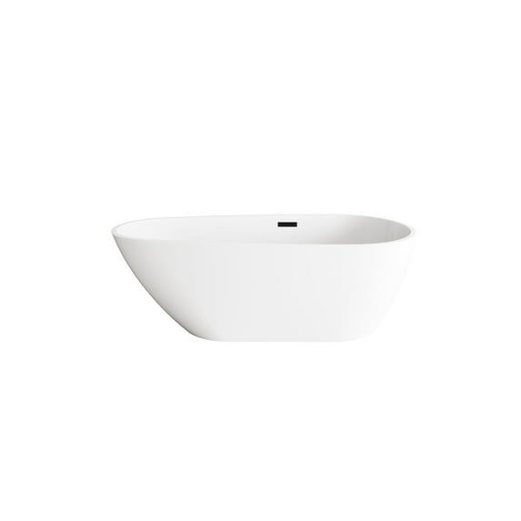 Elegant Kitchen and Bath 67 inch Bathtub in Glossy White with Matte Black Trim