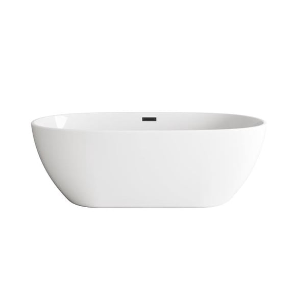 Elegant Kitchen & Bath BT10767GW-MBK 67 in. Soaking Bathtub, Glossy White with Matte Black Trim