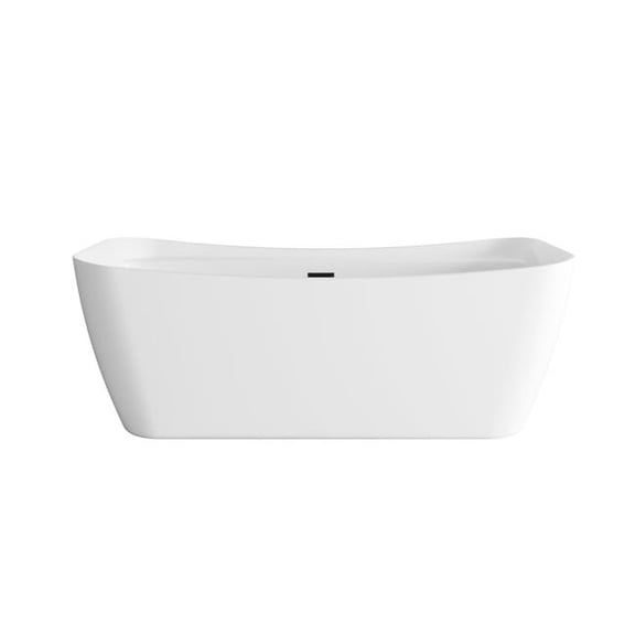 Elegant Kitchen & Bath BT10467GW-MBK 67 in. Soaking Bathtub, Glossy White with Matte Black Trim