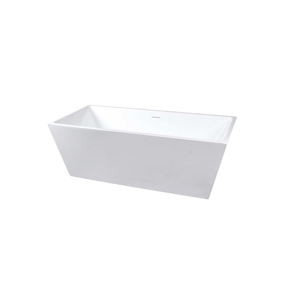 Elegant Kitchen and Bath 67 inch Soaking rectangular bathtub in glossy white and brushed gold