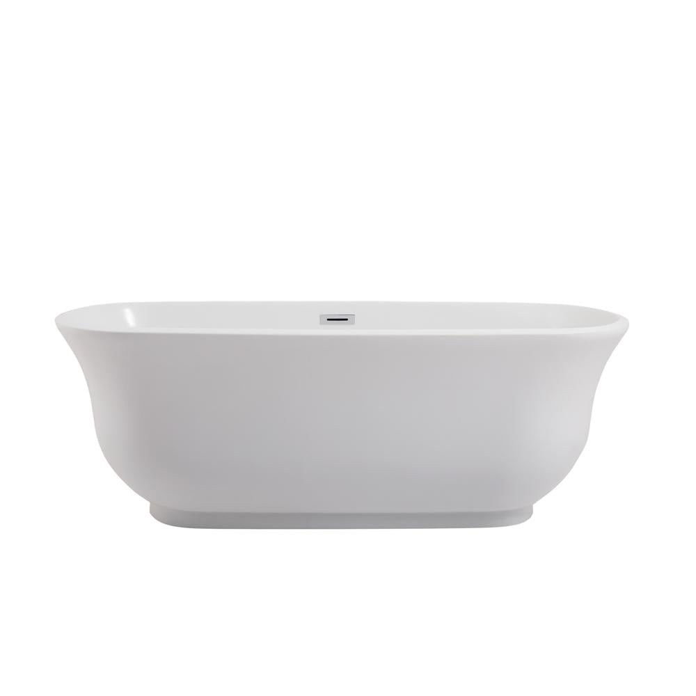 Elegant Glossy White 67-Inch Acrylic Soaking Bathtub