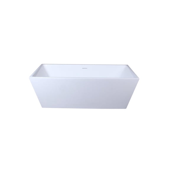 Elegant Kitchen and Bath 67 inch soaking rectangular bathtub in glossy white