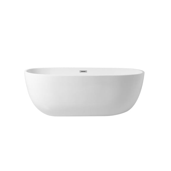 Elegant Kitchen and Bath 67 inch soaking roll top bathtub in glossy white