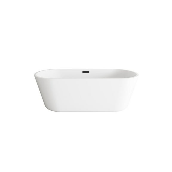 Elegant Kitchen and Bath 71 inch Soaking Bathtub in Glossy White with Matte Black Trim