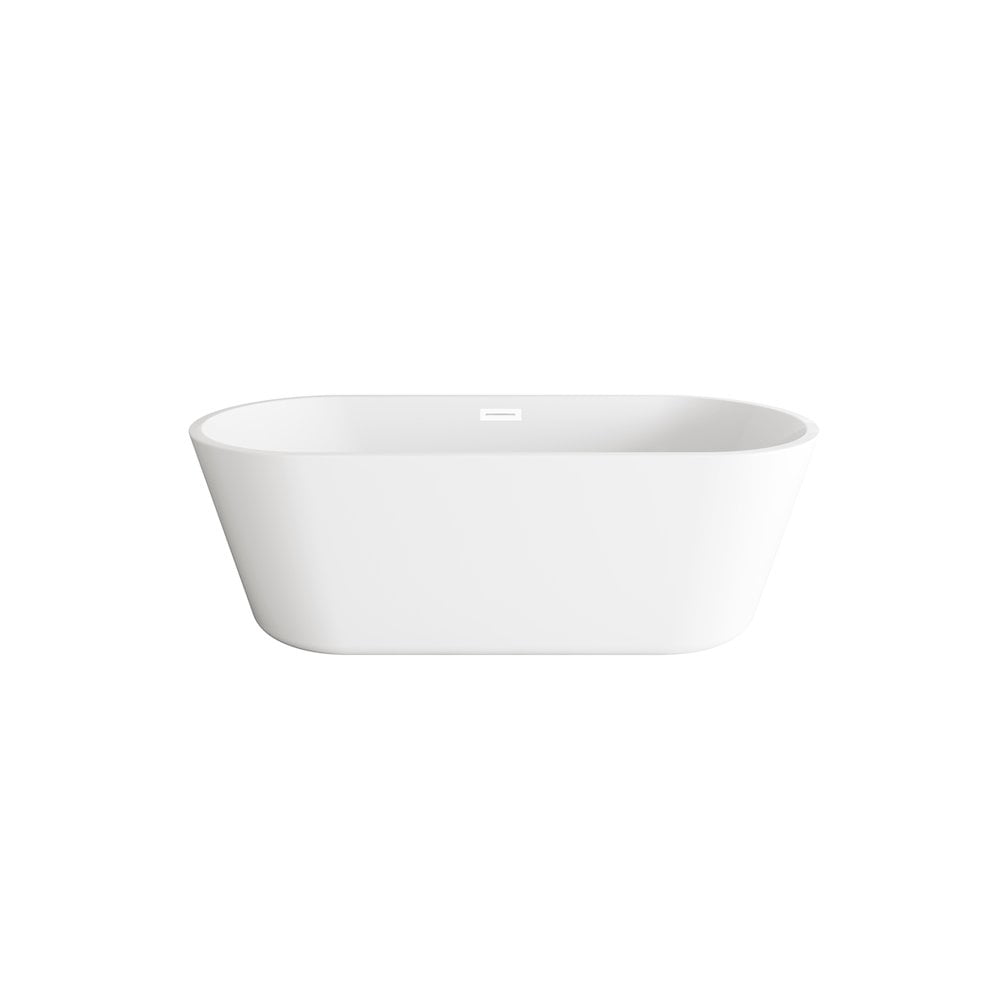 Elegant Glossy White Acrylic Freestanding Oval Soaking Bathtub