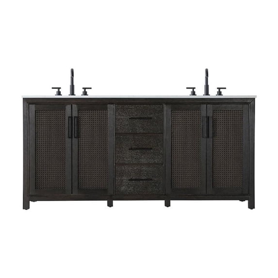 Elegant Kitchen and Bath 72 Inch Double Bathroom Vanity In Chocolate Oak