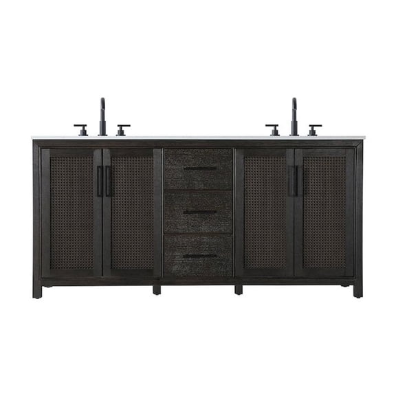 Elegant Kitchen and Bath 72 Inch Double Bathroom Vanity In Chocolate Oak