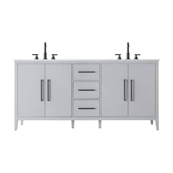 Elegant Kitchen and Bath 72 Inch Double Bathroom Vanity In Grey