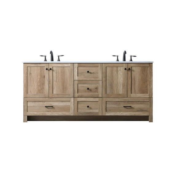 Elegant Kitchen and Bath 72 Inch Double Bathroom Vanity In Natural Oak