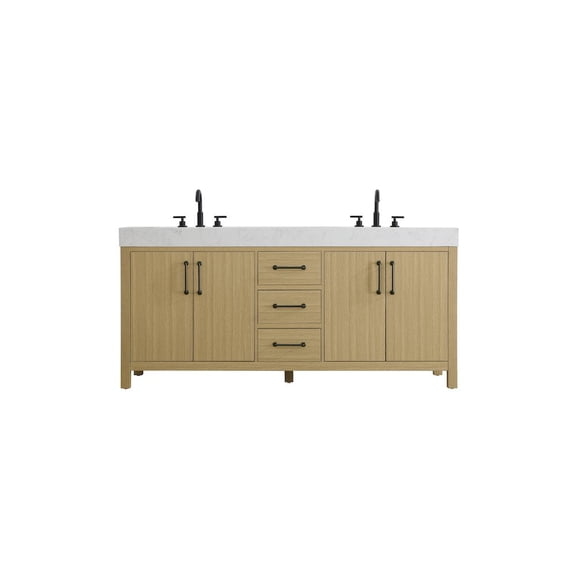 Elegant Kitchen and Bath 72 inch Double Bathroom Vanity In Honey Brown