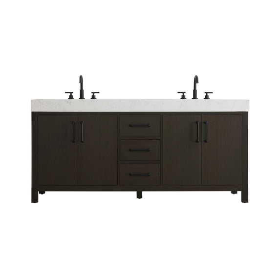 Elegant Kitchen and Bath 72 inch Double Bathroom Vanity In Mocha Brown