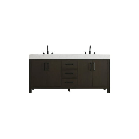 Elegant Kitchen and Bath 72 inch Double Bathroom Vanity In Mocha Brown