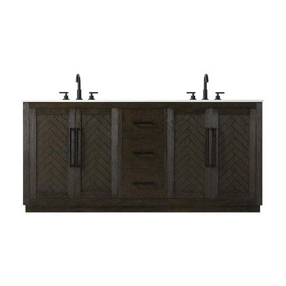 Elegant Kitchen and Bath 72 inch Double Bathroom Vanity in Chocolate Oak