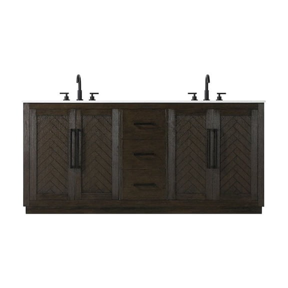 Elegant Kitchen and Bath 72 inch Double Bathroom Vanity in Chocolate Oak