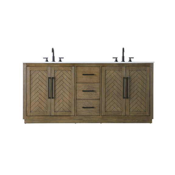 Elegant Lighting Vf29072d Chase 72" Free Standing Double Basin Vanity Set - Hazel Oak